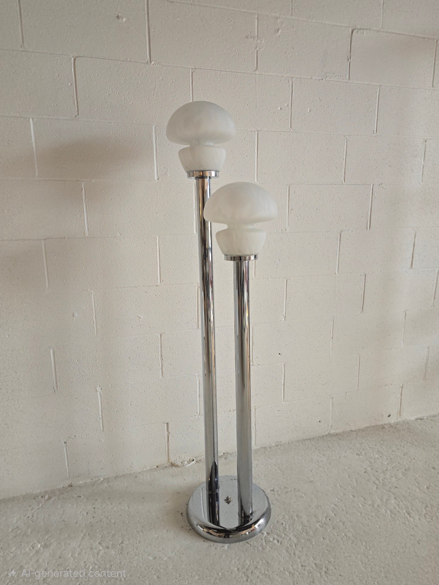 Tubular Chrome and Murano Glass Floor Lamp