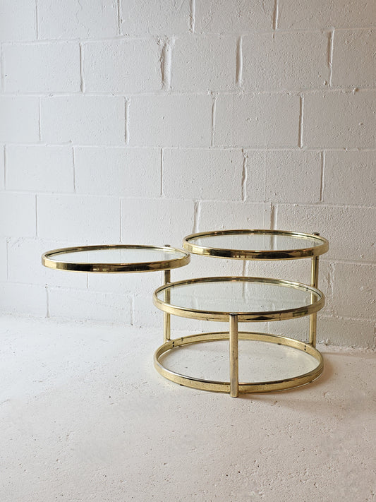 Brass and Glass Swivel Coffee Table