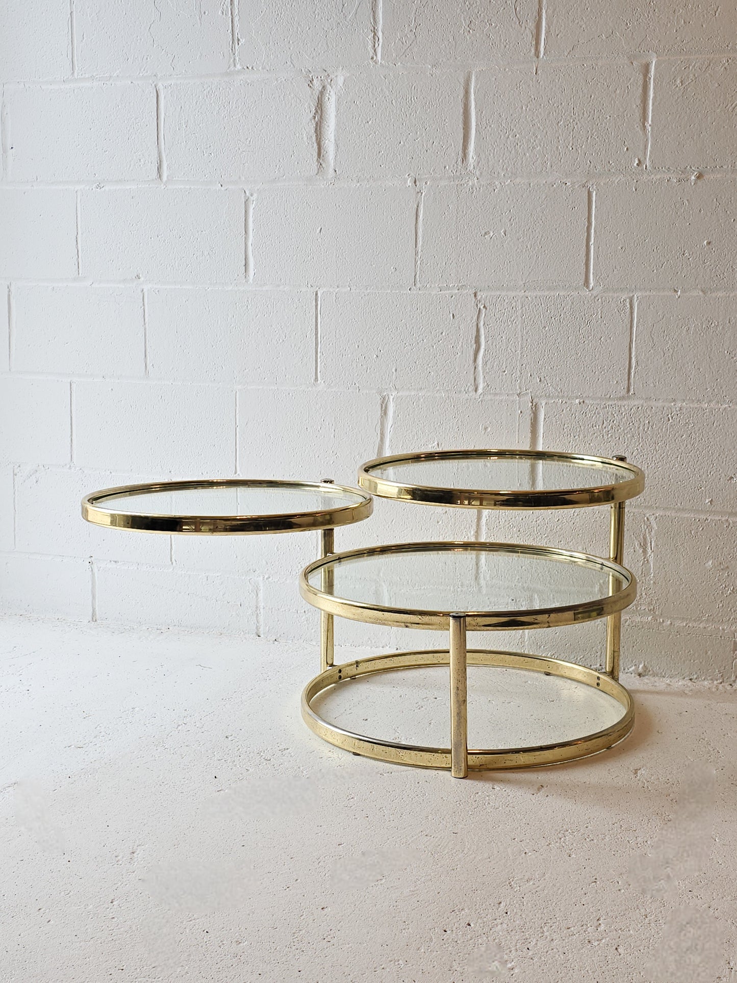 Brass and Glass Swivel Coffee Table
