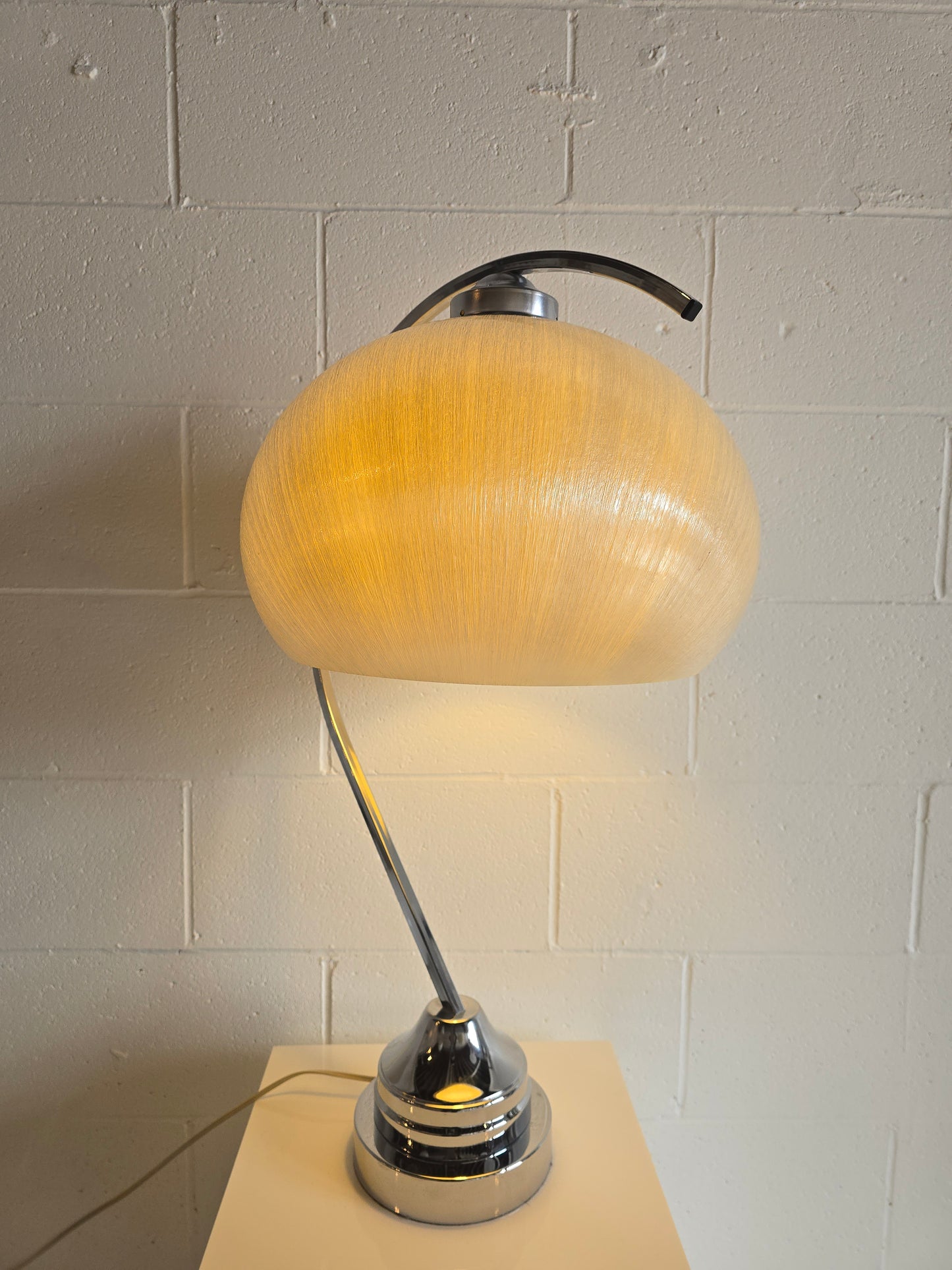 Arc Chrome & Fiberglass Table Lamp