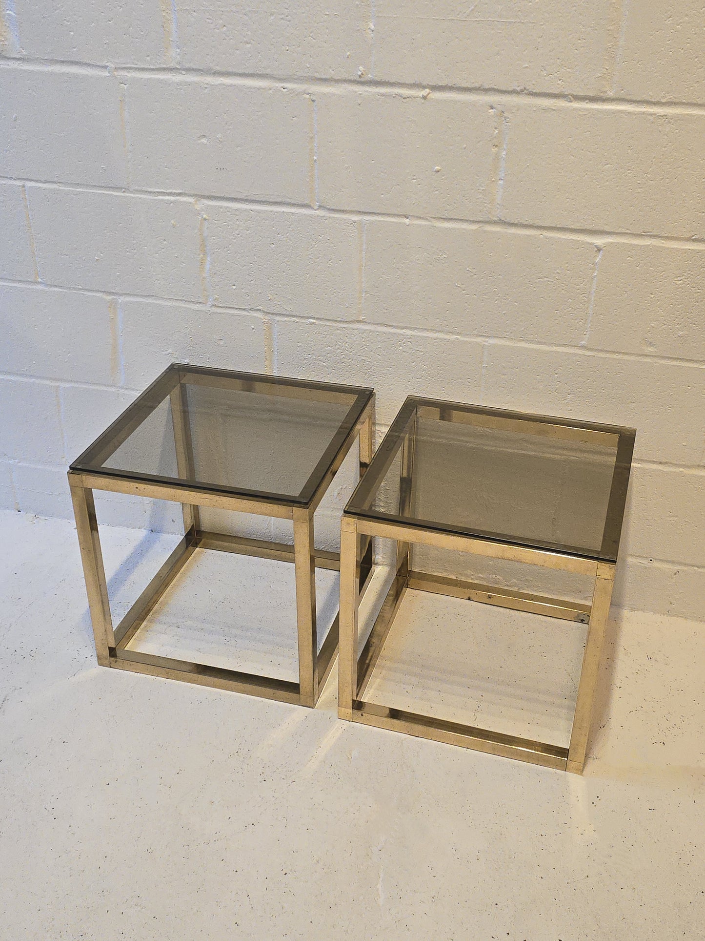 Brass and Tinted Glass Tables