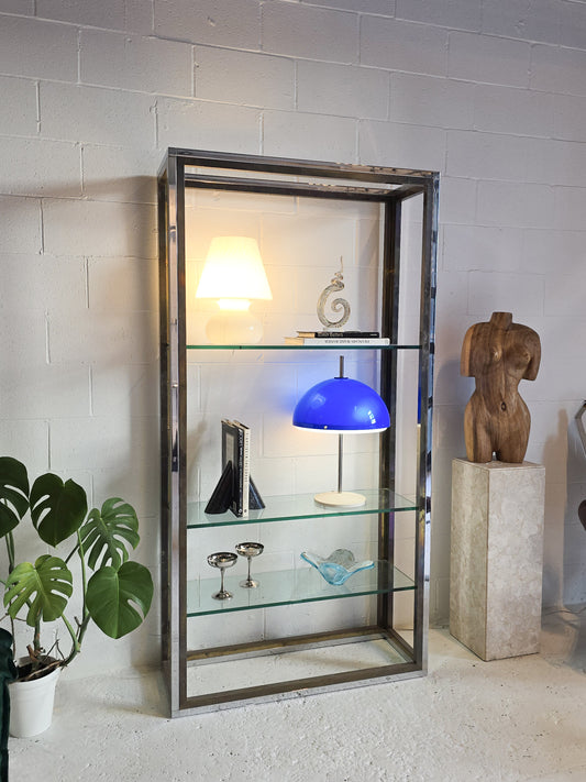 Chrome & Brass Shelving Unit Attr to Renato Zevi