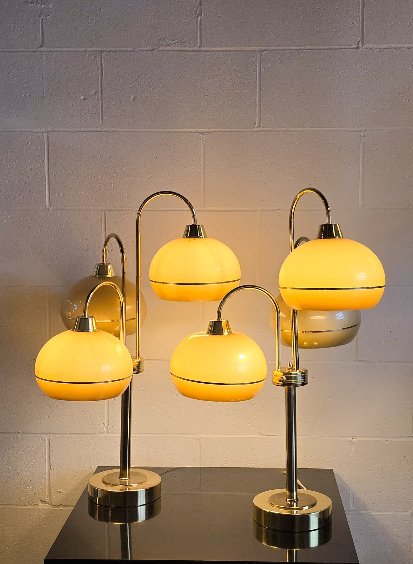 Vintage Brass Three Shade Table Lamp