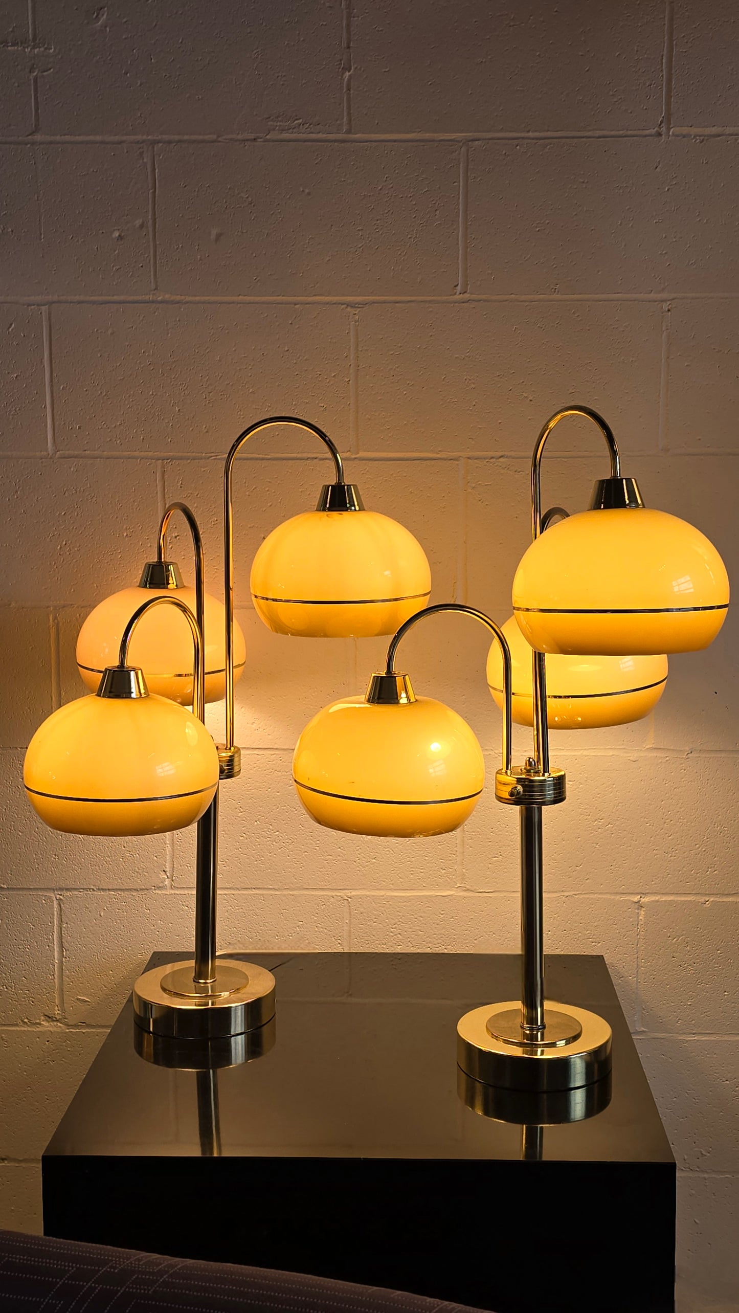 Vintage Brass Three Shade Table Lamp