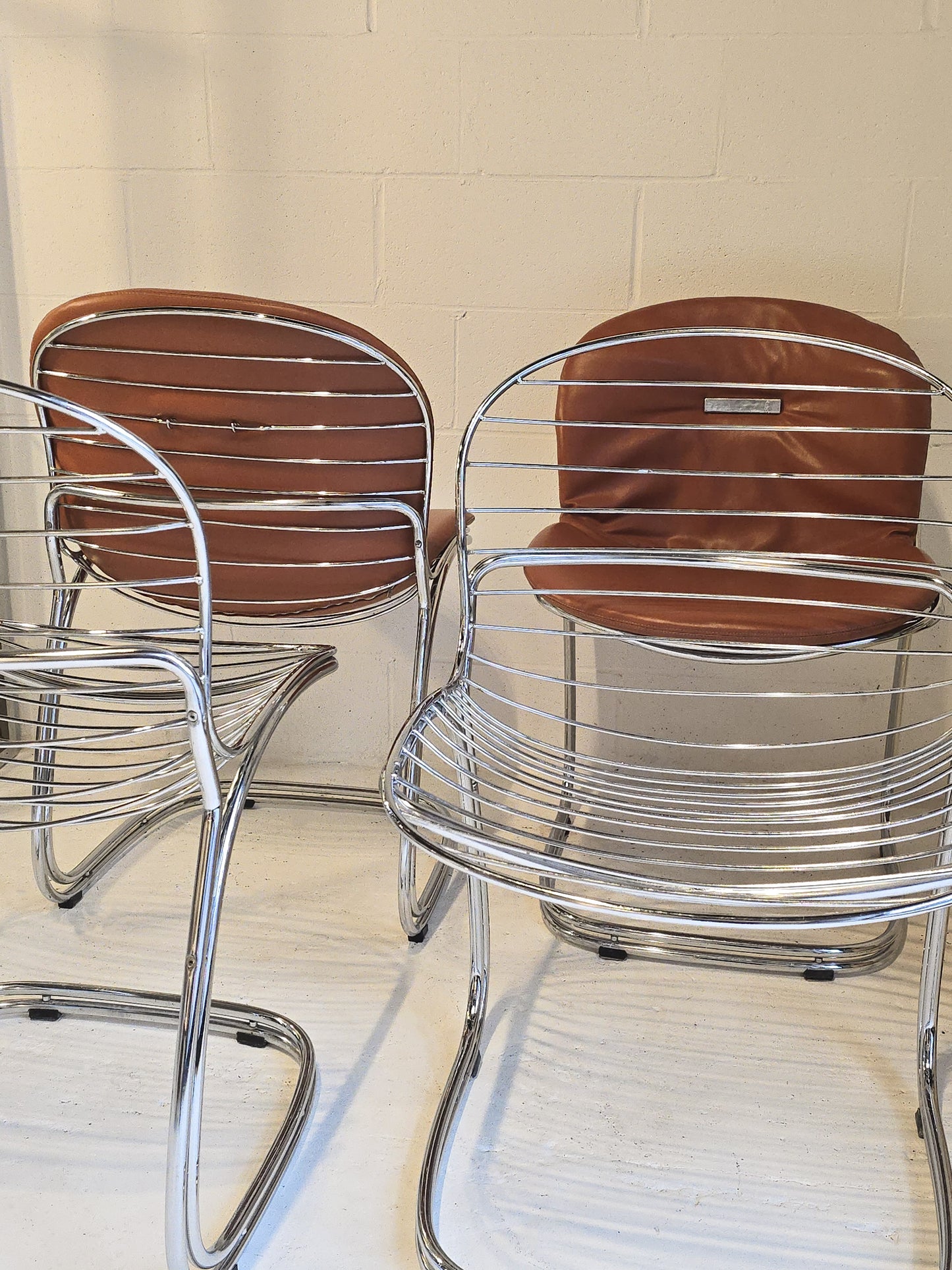 Set of Four Chrome Chairs Attr Gastone Rinaldi