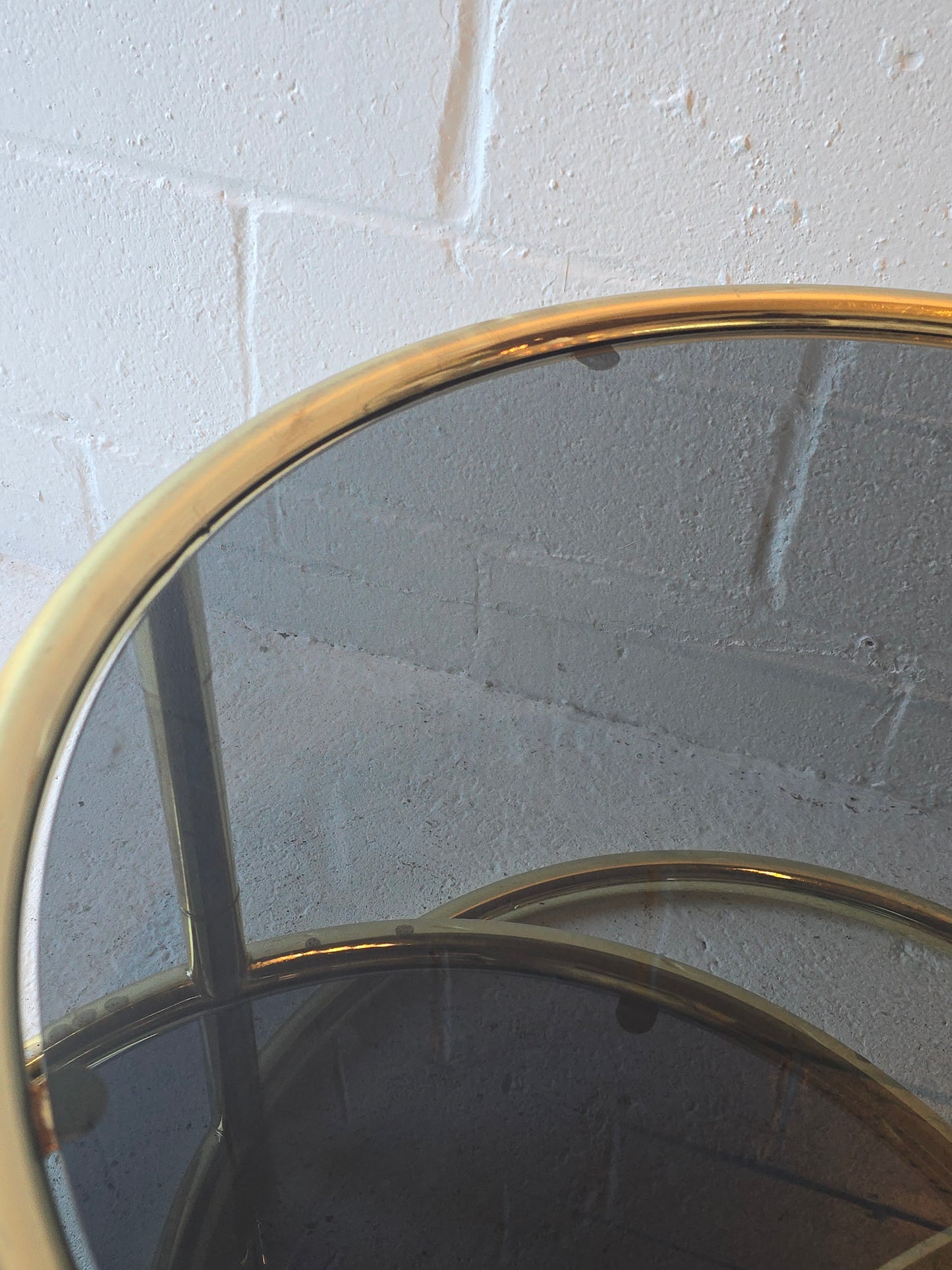 Brass & Tinted Glass Swivel  Table