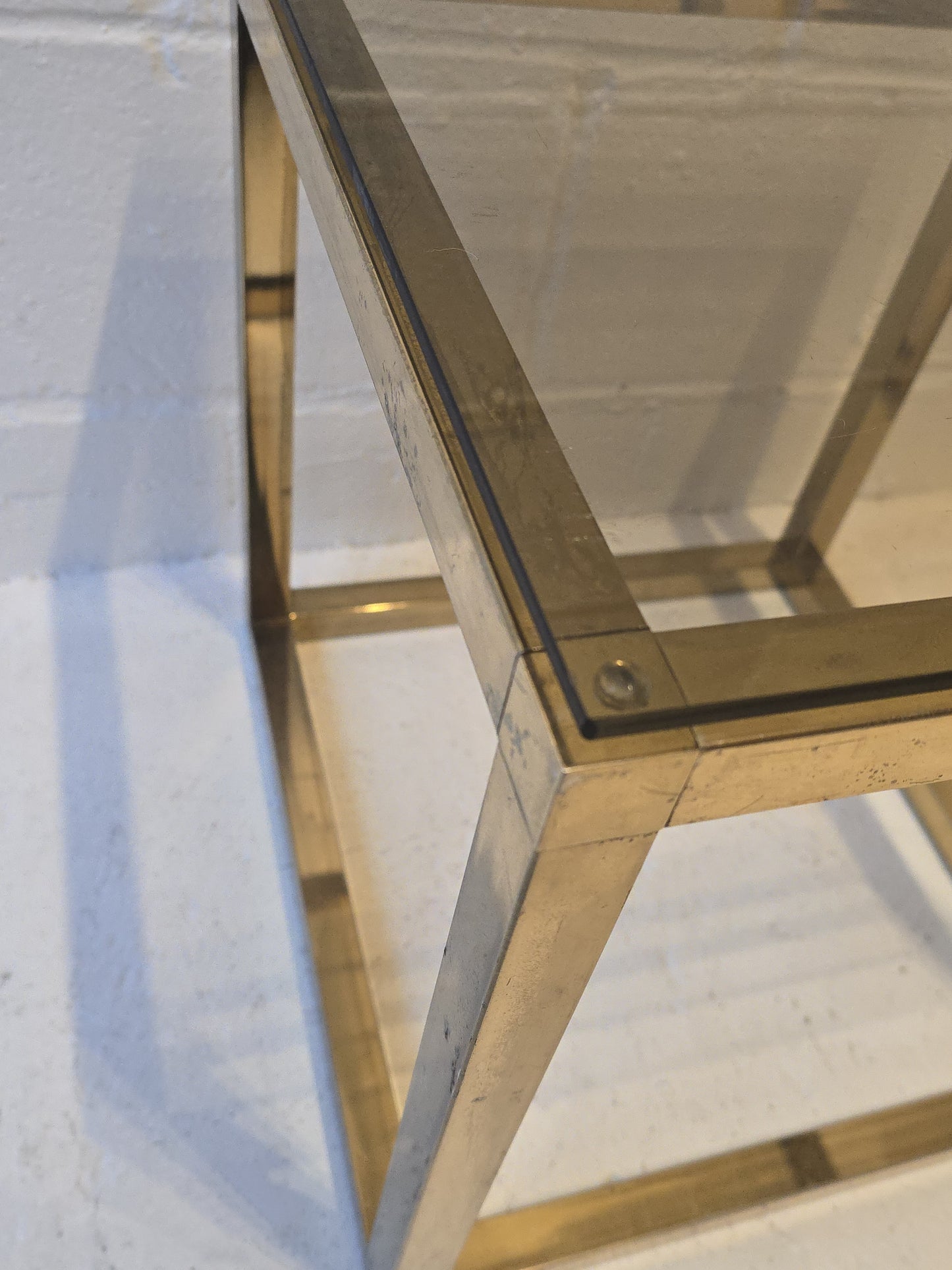 Brass and Tinted Glass Tables