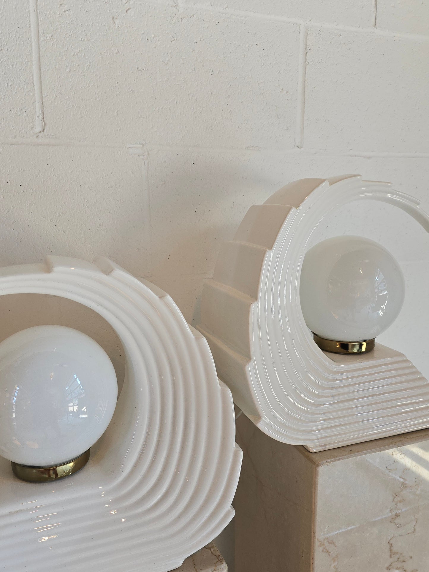 1980s Ceramic Wave Lamps