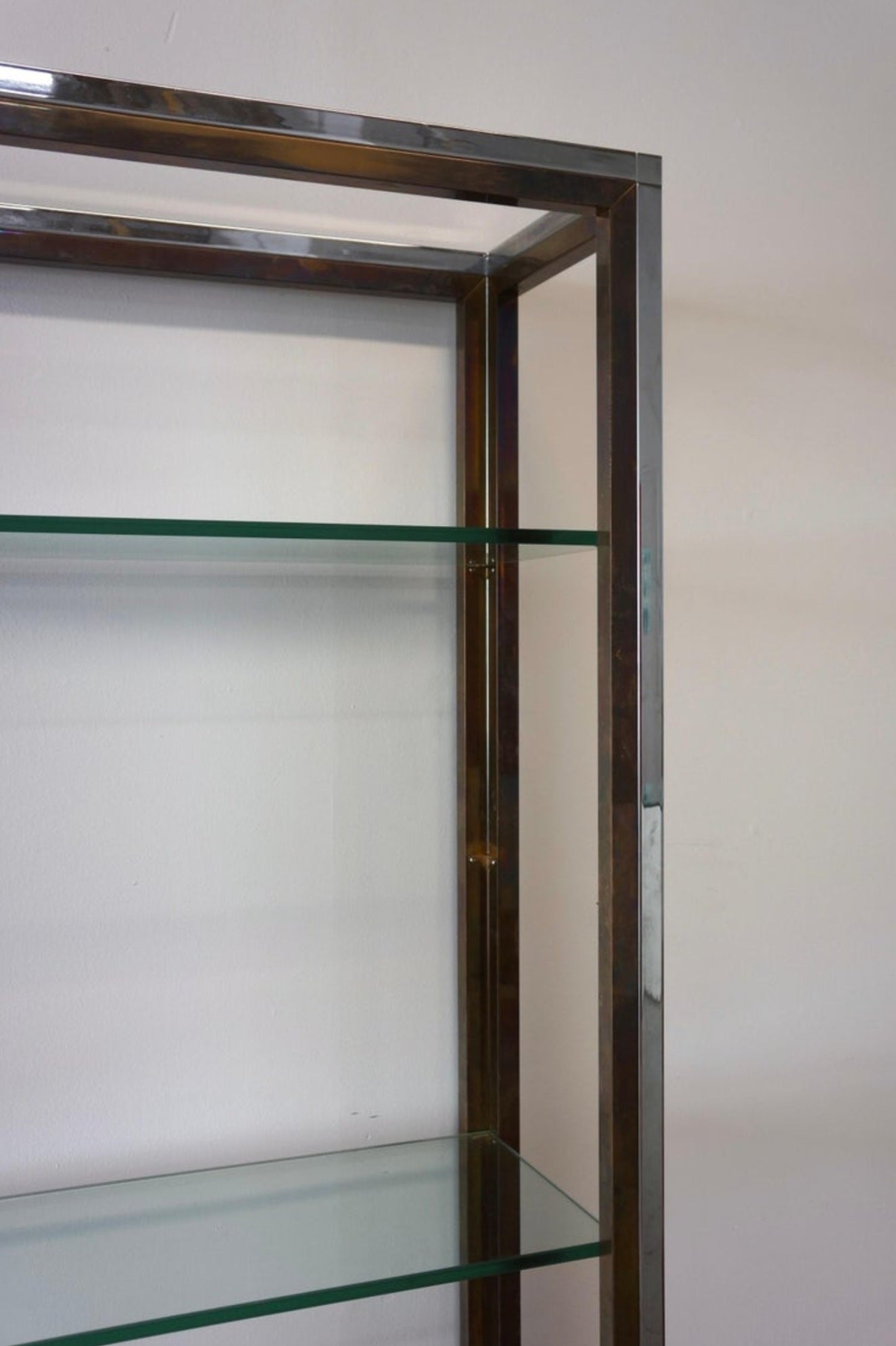 Chrome & Brass Shelving Unit Attr to Renato Zevi