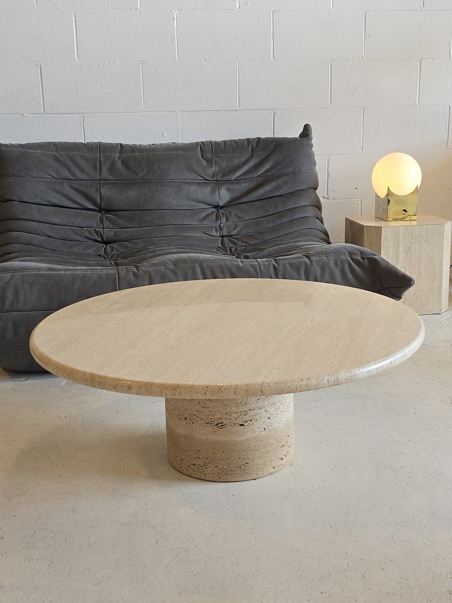 Round Travertine Coffee Table