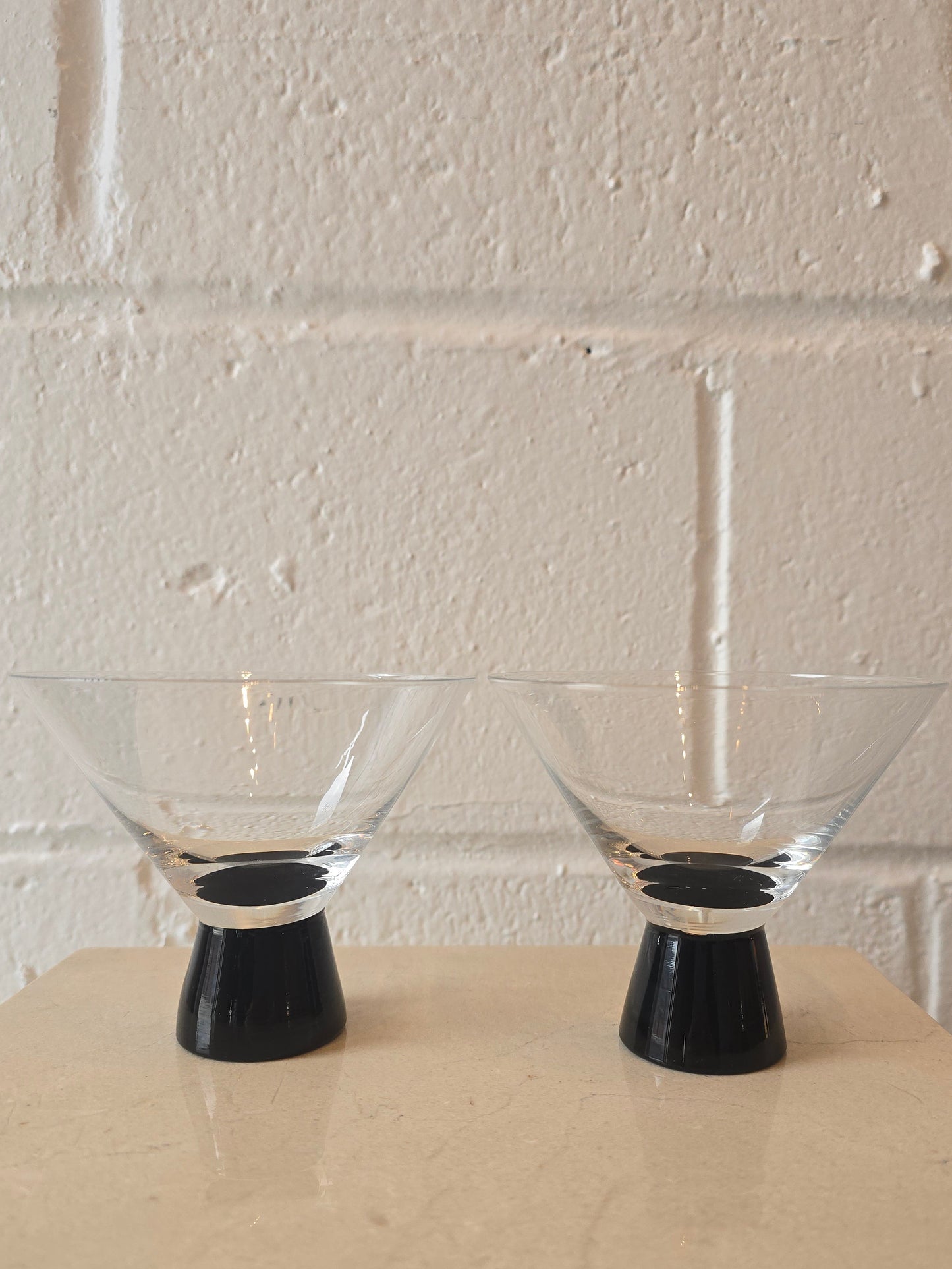 Clear & Black Martini Cocktail Glasses