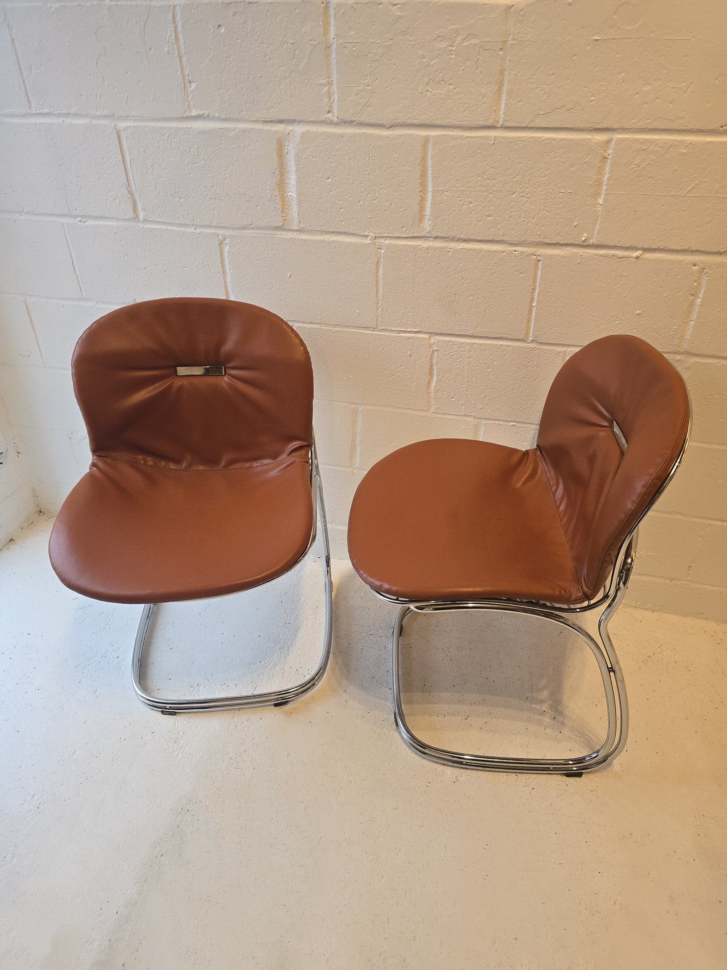 Set of Four Chrome Chairs Attr Gastone Rinaldi