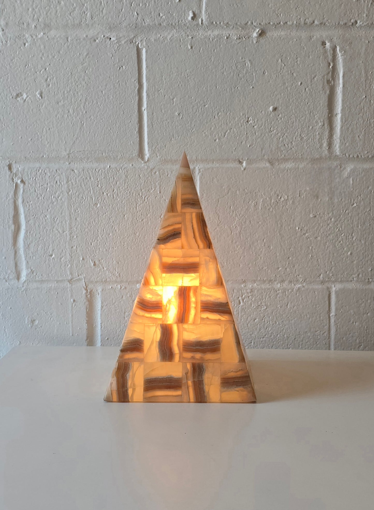 Onyx Stone Pyramid Lamp