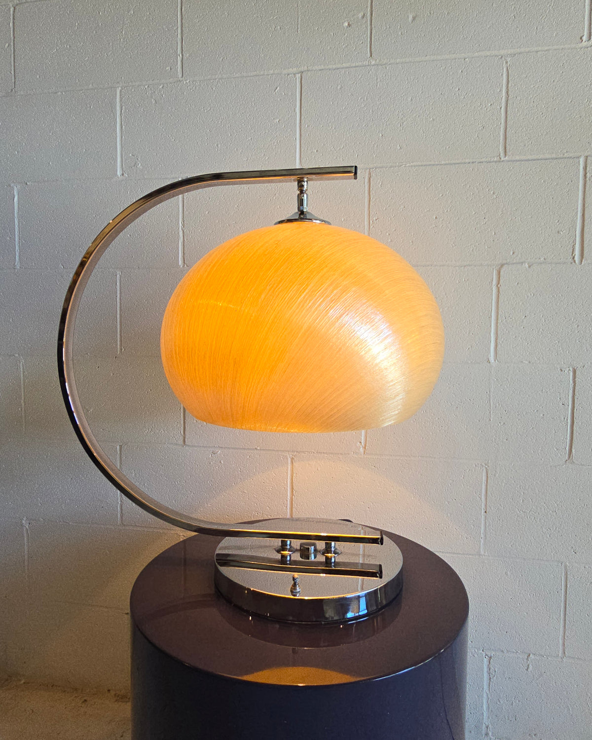 Unique 1970s Chrome and Fiberglass Table Lamp