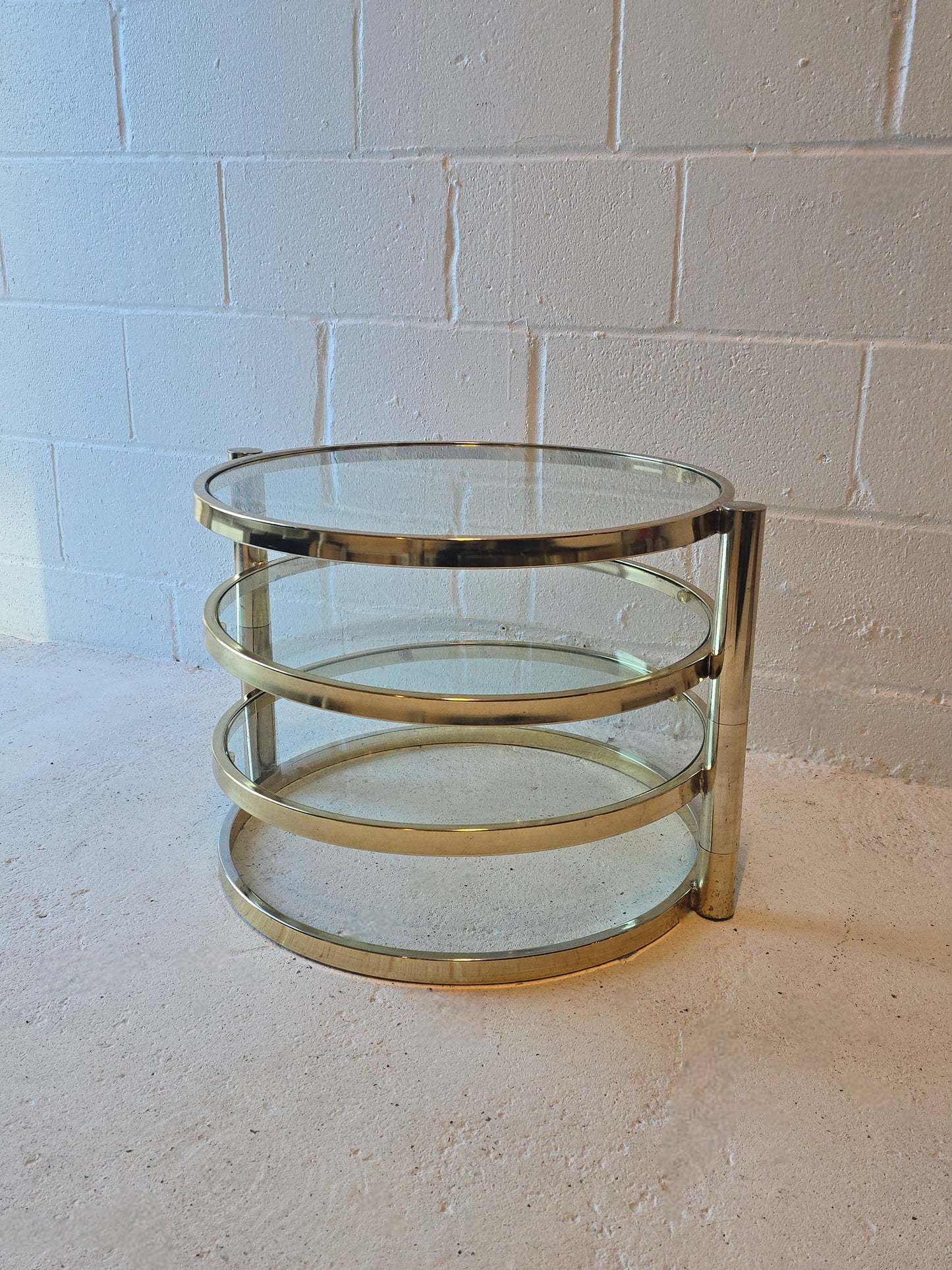 Brass and Glass Swivel Coffee Table