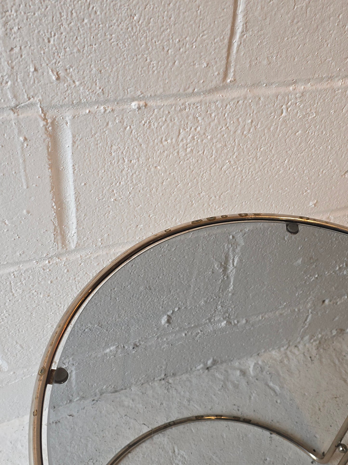 Light Brass and Glass Round Side Tables
