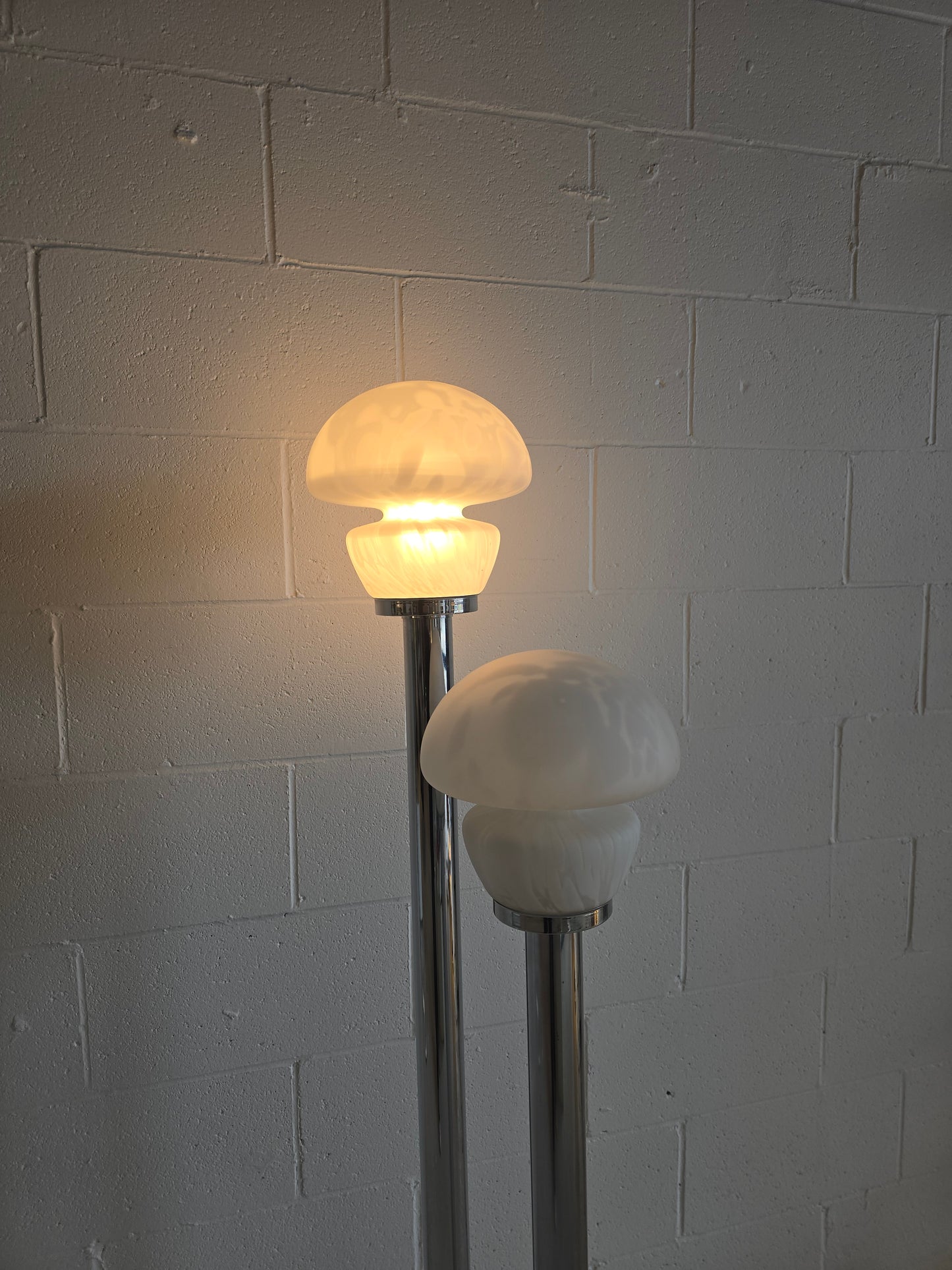 Tubular Chrome and Murano Glass Floor Lamp