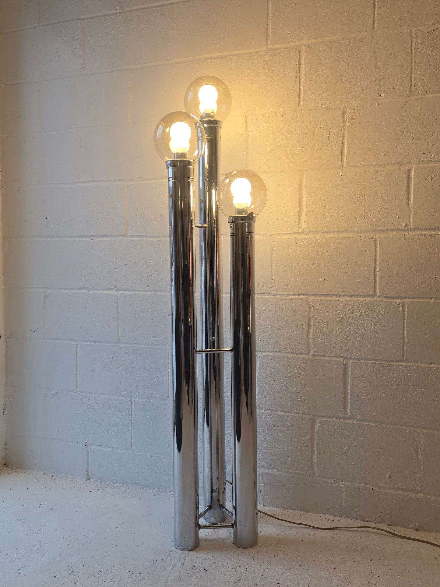 Glass and Chrome Floor Lamp