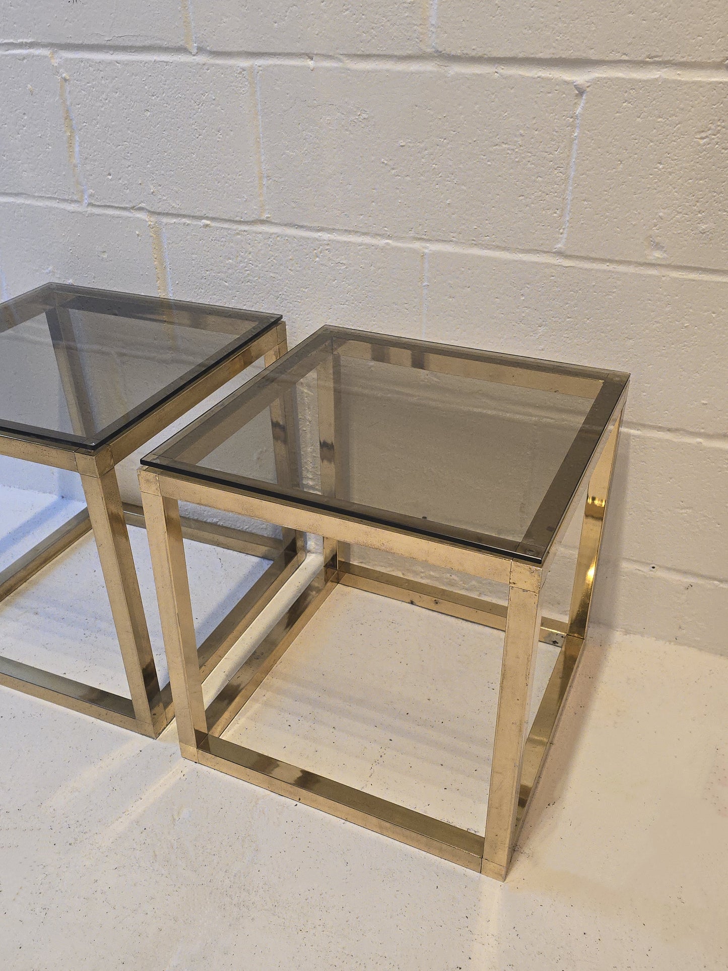 Brass and Tinted Glass Tables