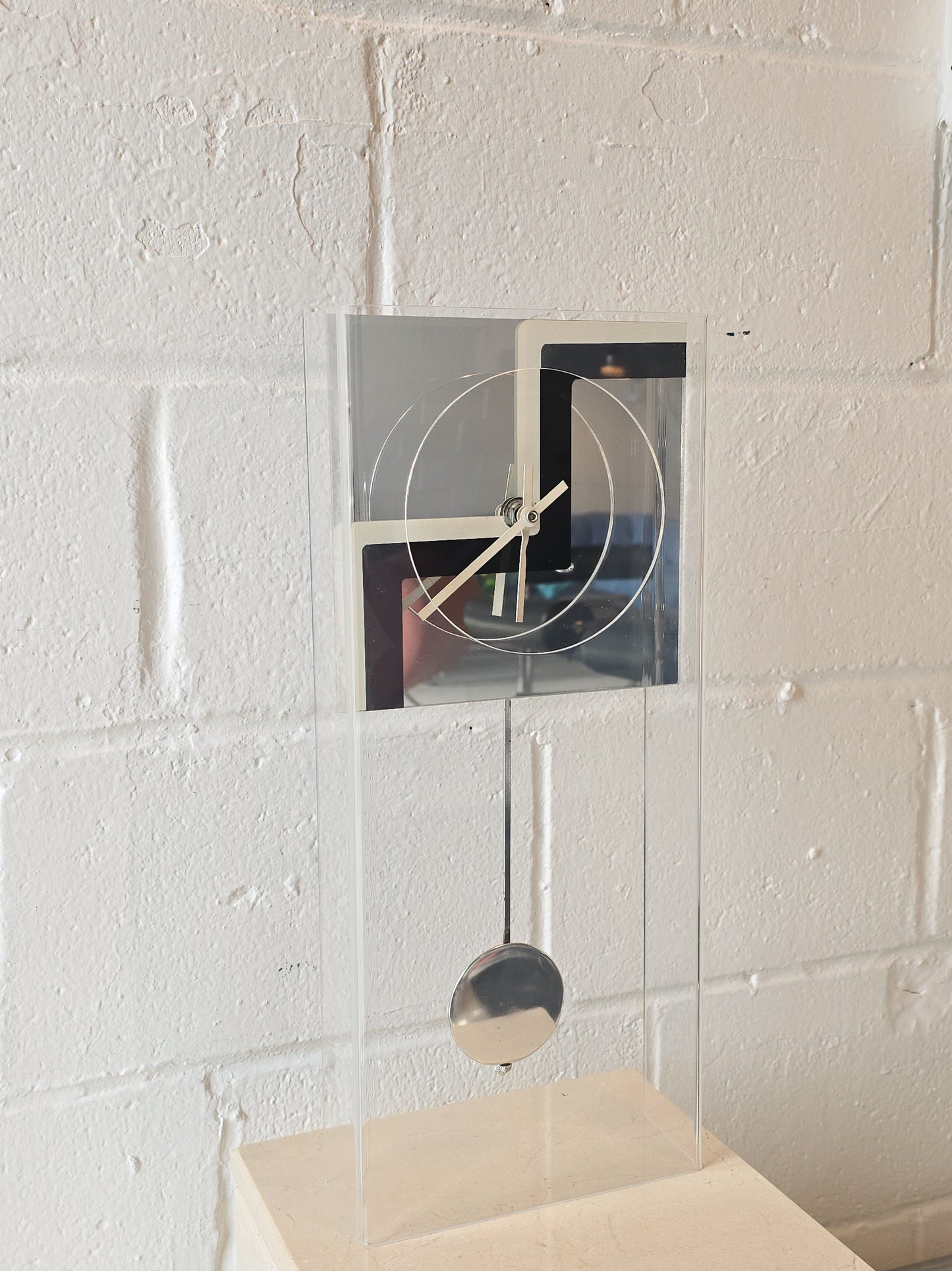 Mirrored Lucite Clock
