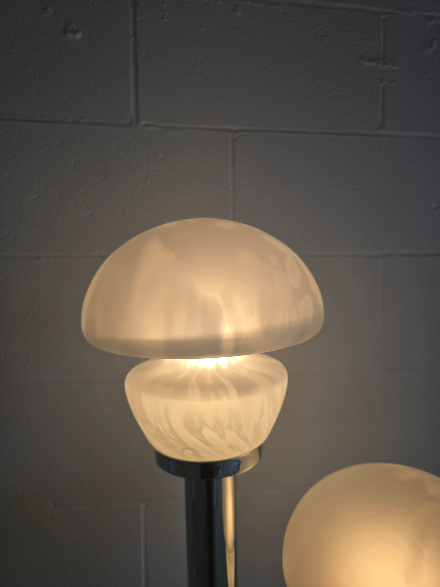 Tubular Chrome and Murano Glass Floor Lamp