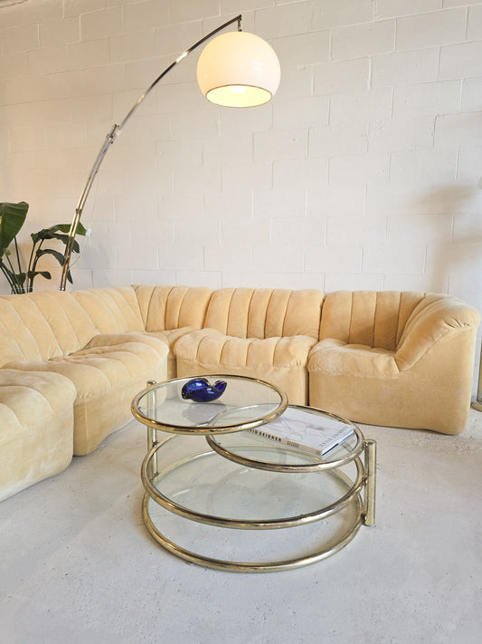 Large Brass & Glass Swivel Coffee Table