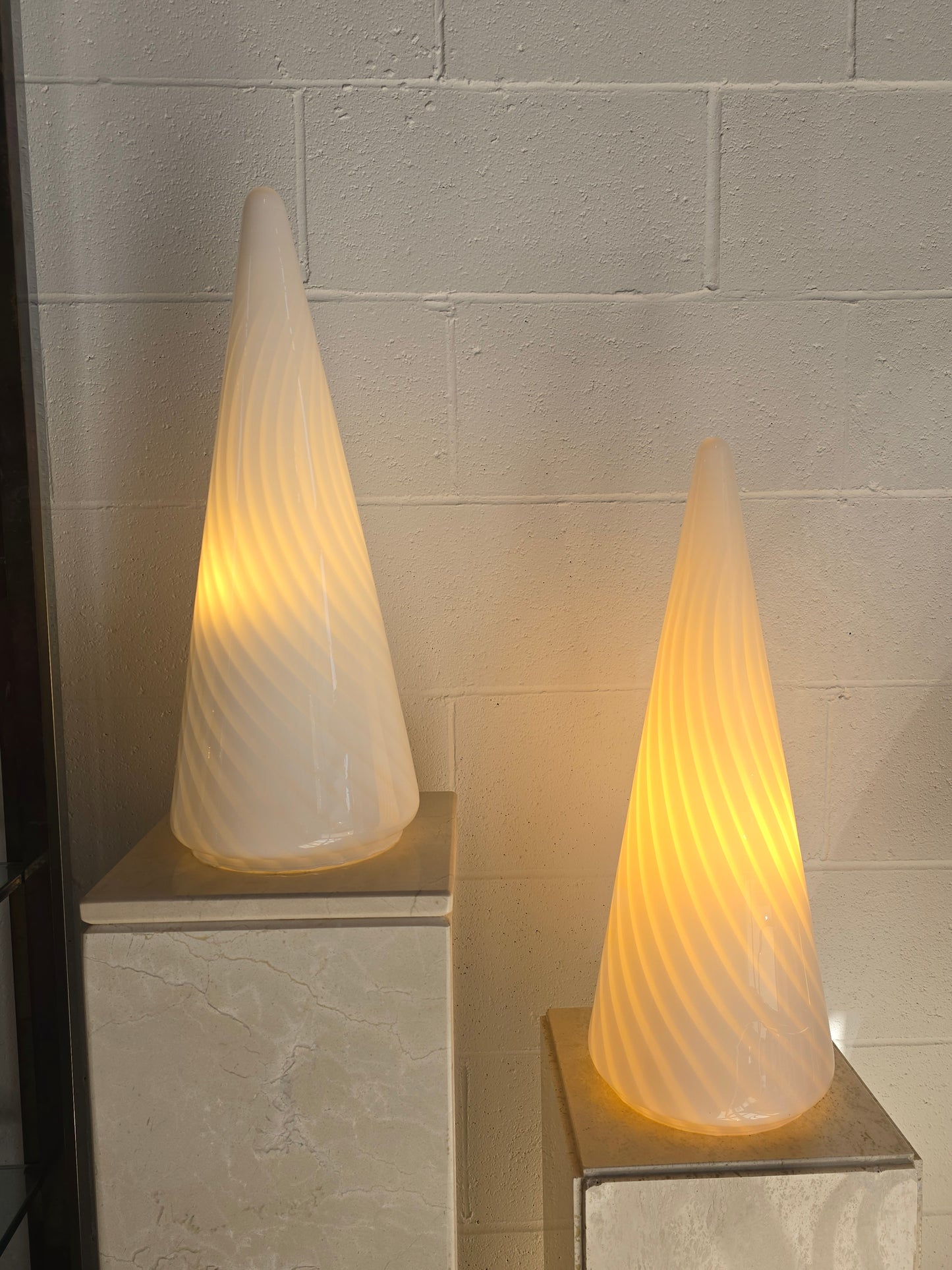 Conical Murano Art Glass Lamps