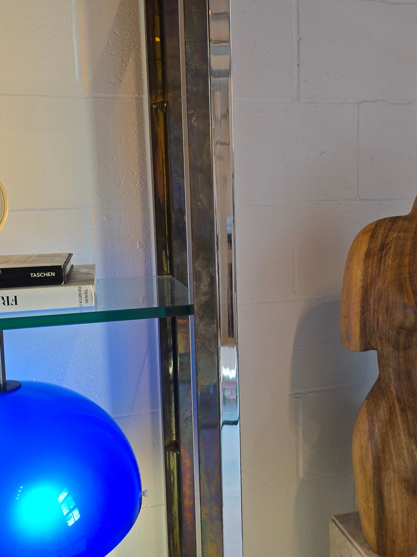 Chrome & Brass Shelving Unit Attr to Renato Zevi