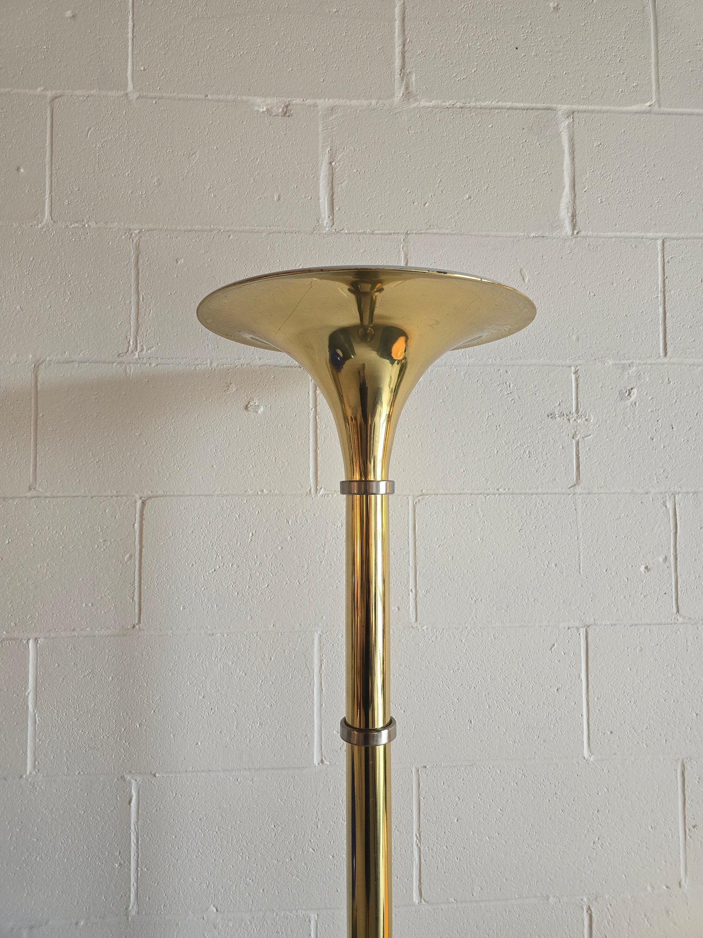 Torchiere Brass and Chrome Floor Lamp