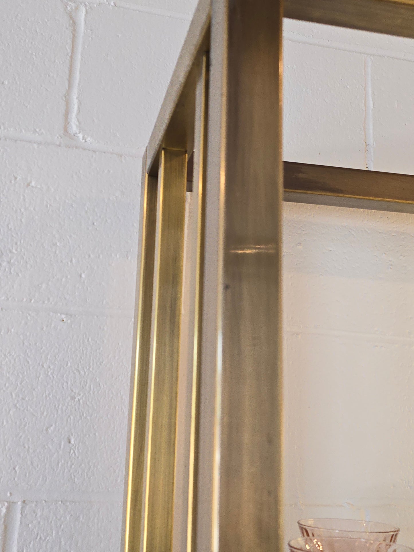 Brushed Brass and Glass Etagere