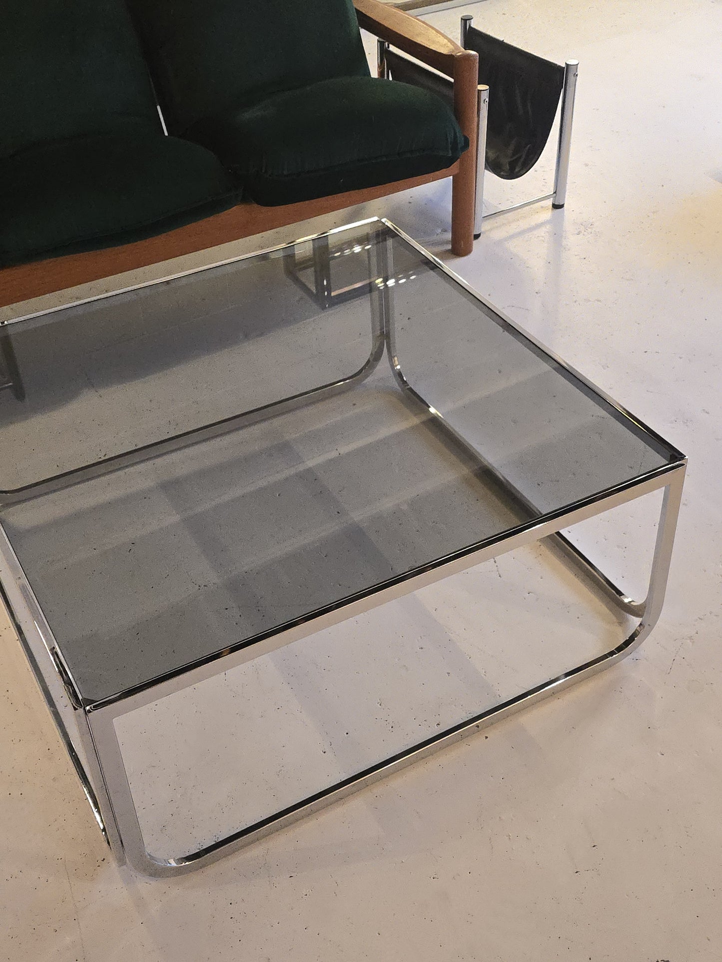 Chrome and Tinted Glass Coffee Table