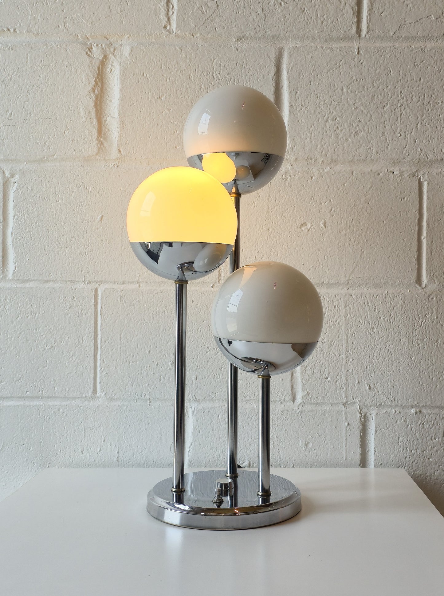 Chrome and Glass Globe Table Lamp