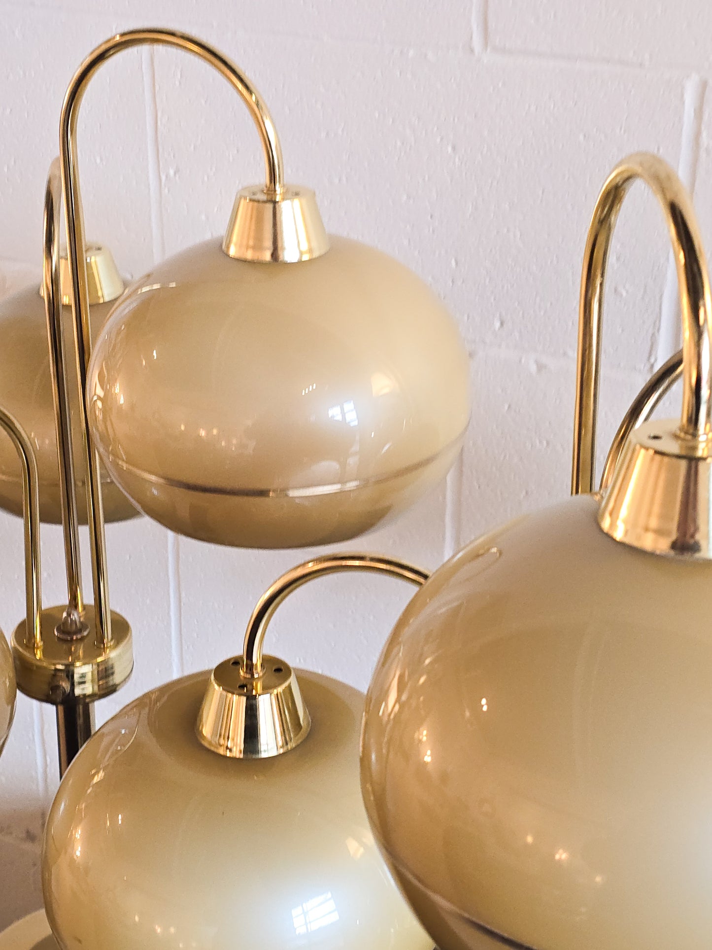 Vintage Brass Three Shade Table Lamp