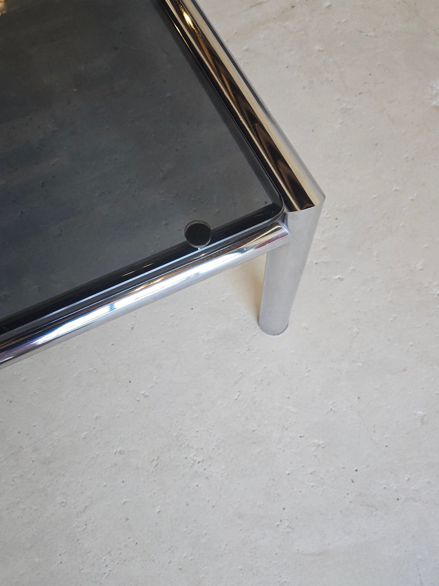 Large Chrome and Tinted Glass Coffee Table