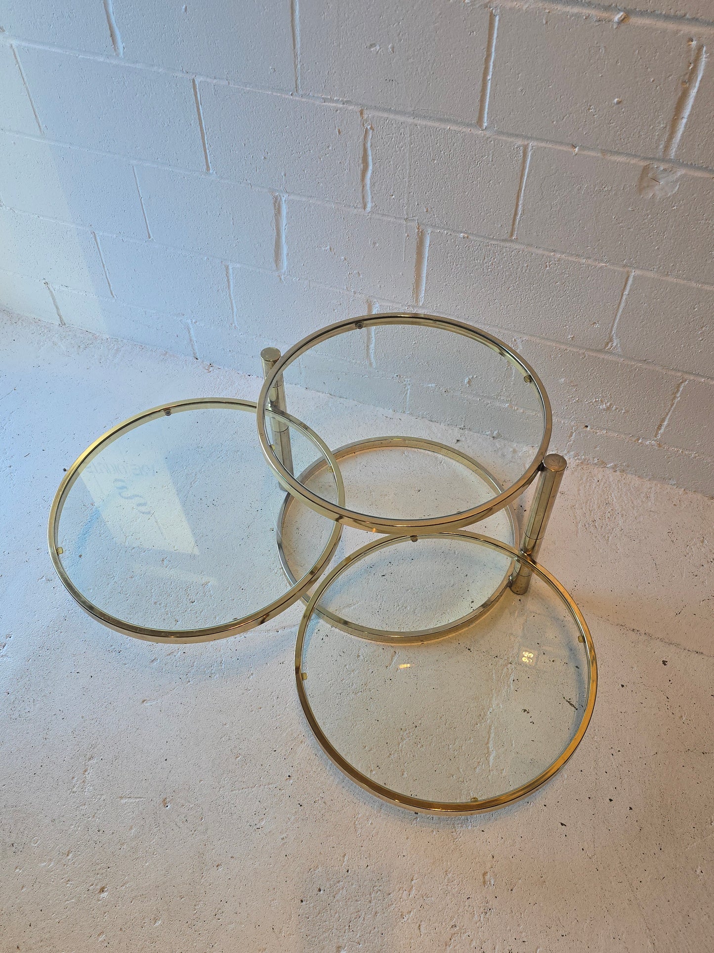 Brass and Glass Swivel Coffee Table
