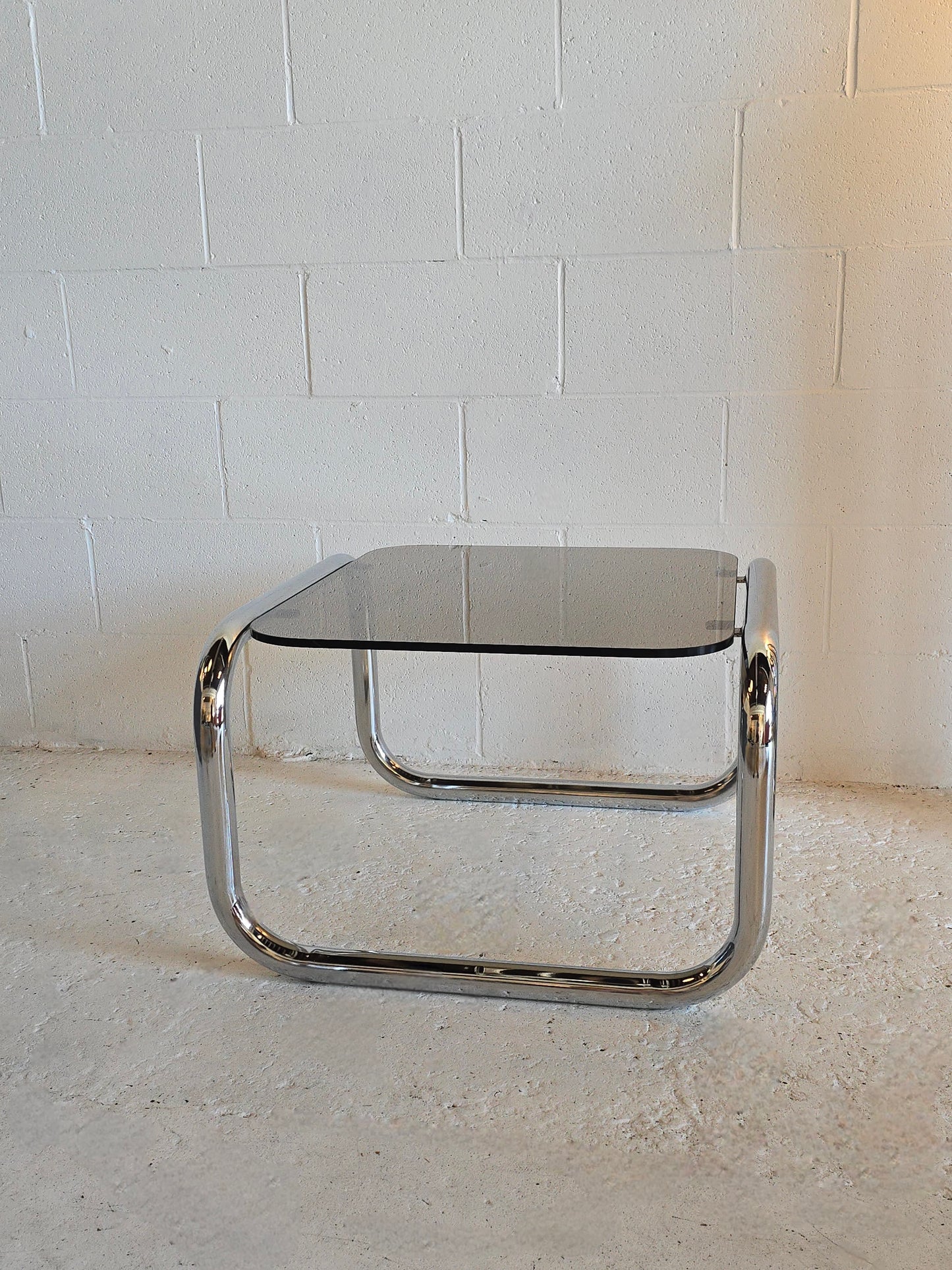 Tubular Chrome and Tinted Glass Tables