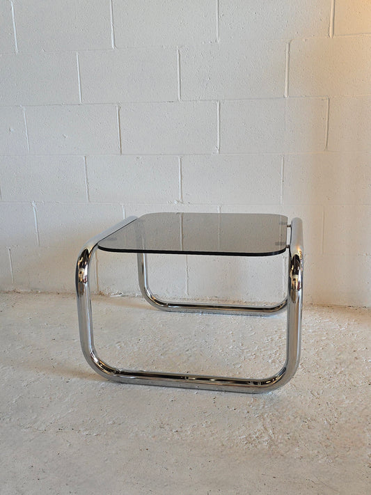Tubular Chrome and Tinted Glass Tables