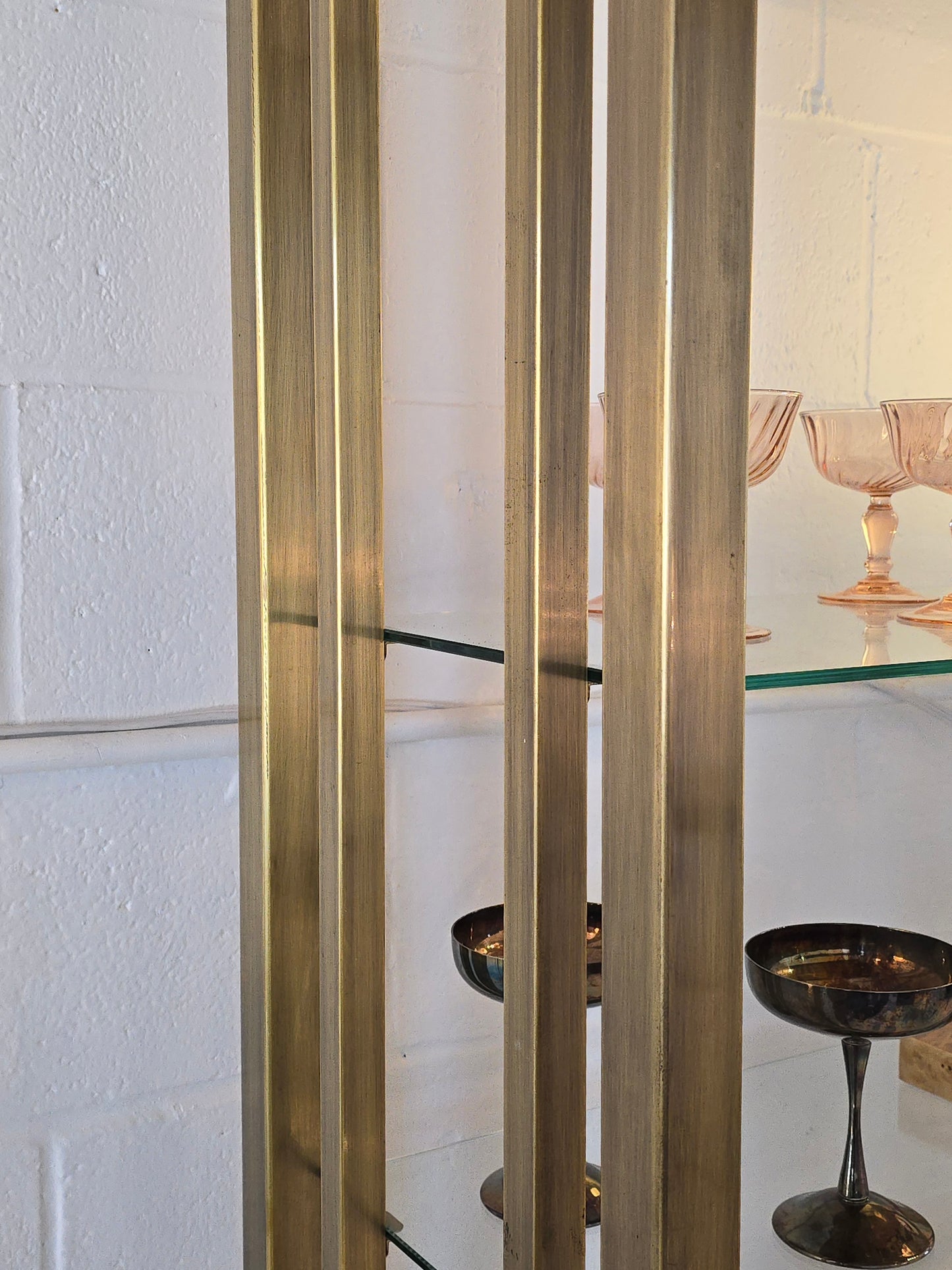 Brushed Brass and Glass Etagere