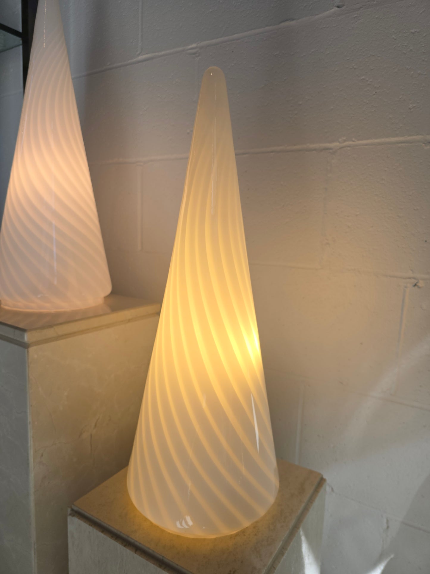 Conical Murano Art Glass Lamps