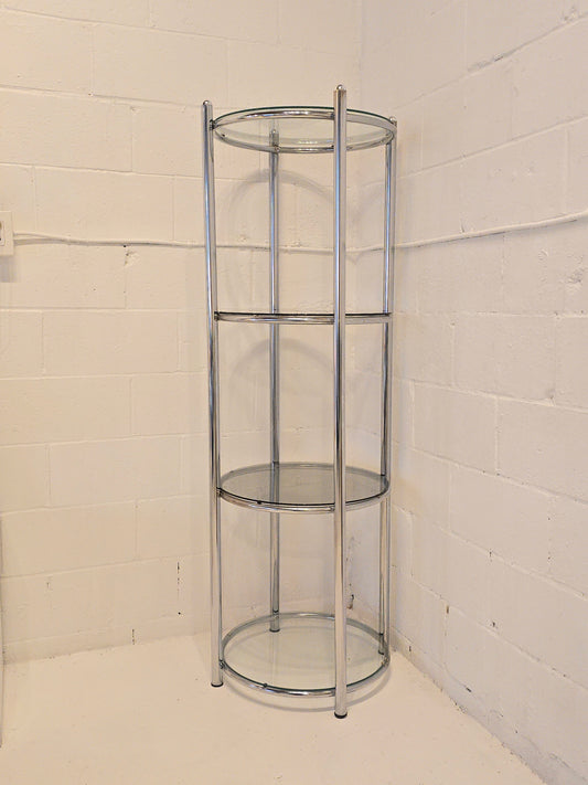 Circular Chrome and Glass Etagere