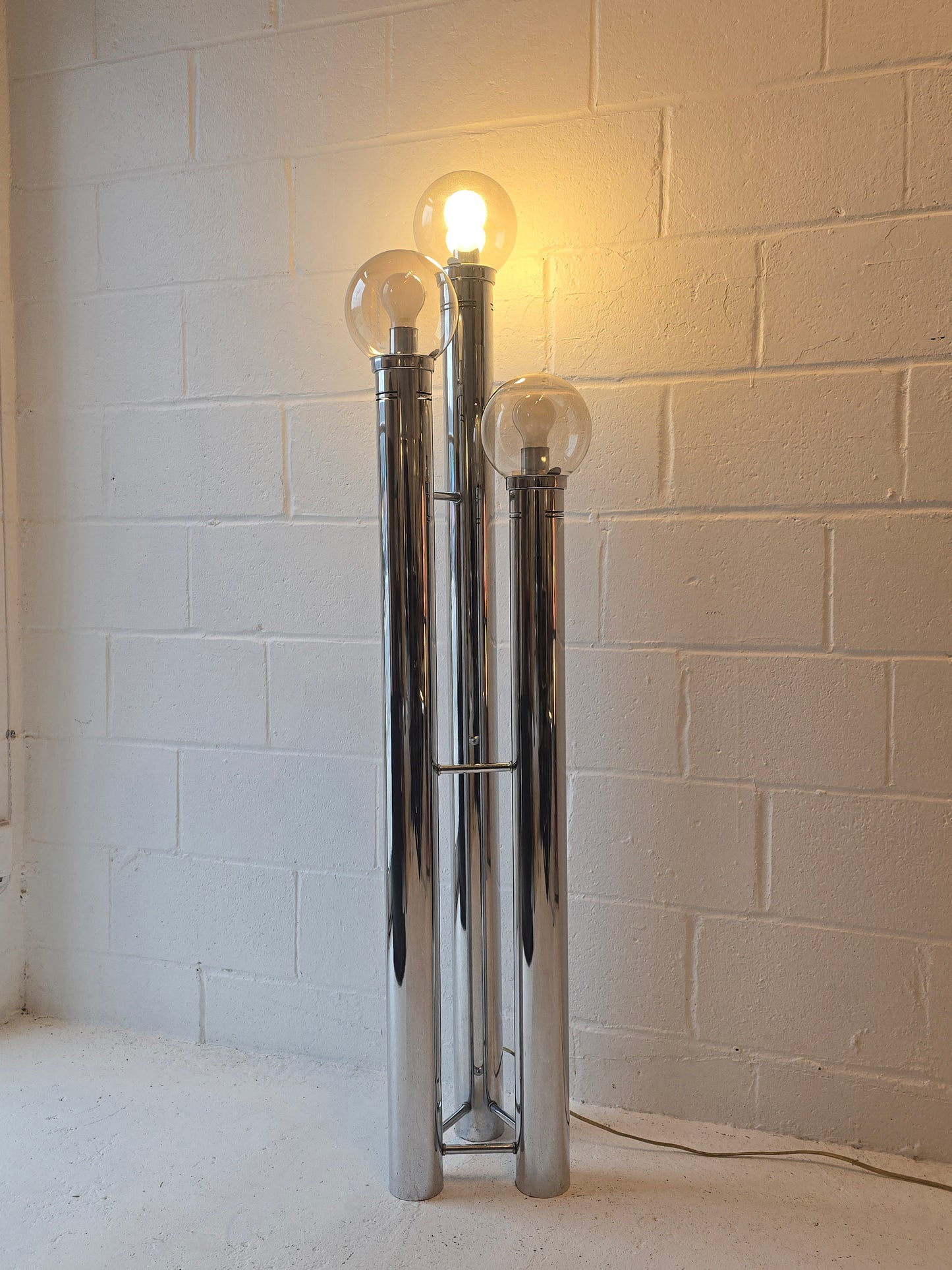 Glass and Chrome Floor Lamp
