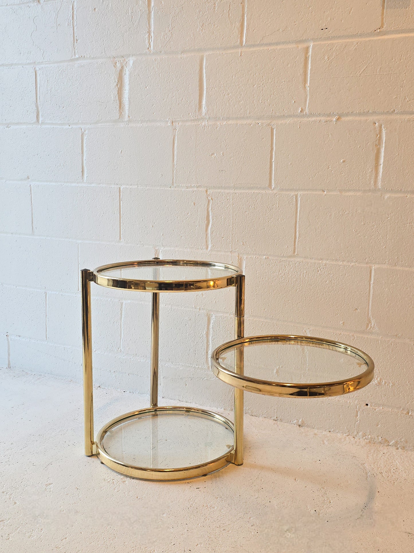 Brass and Glass Swivel Side Tables