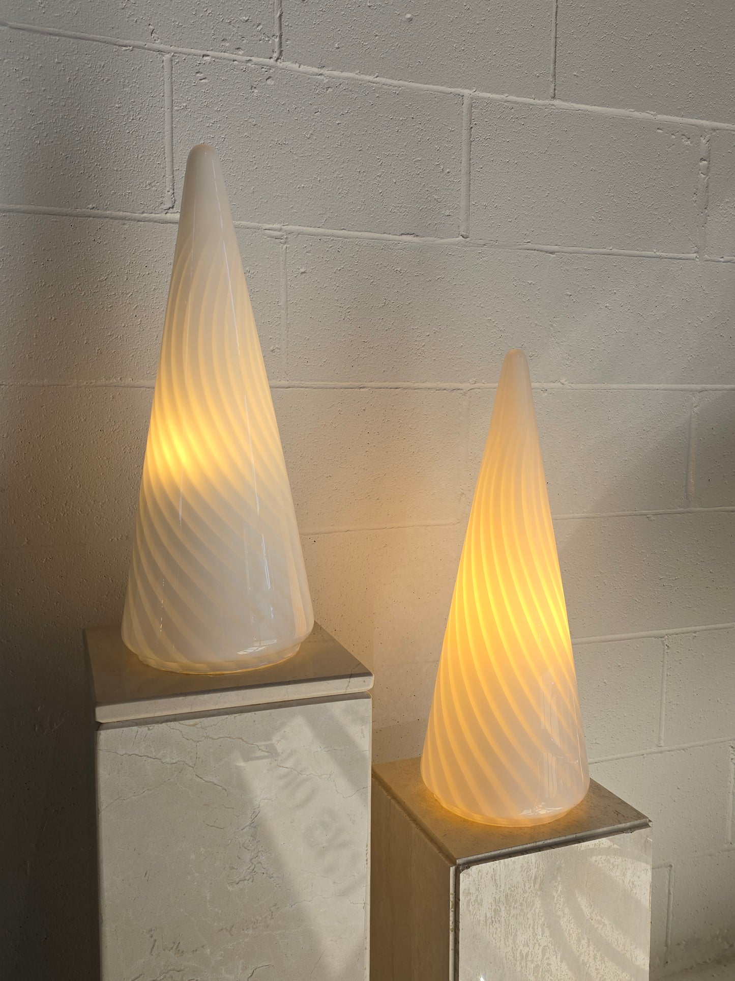 Conical Murano Art Glass Lamps