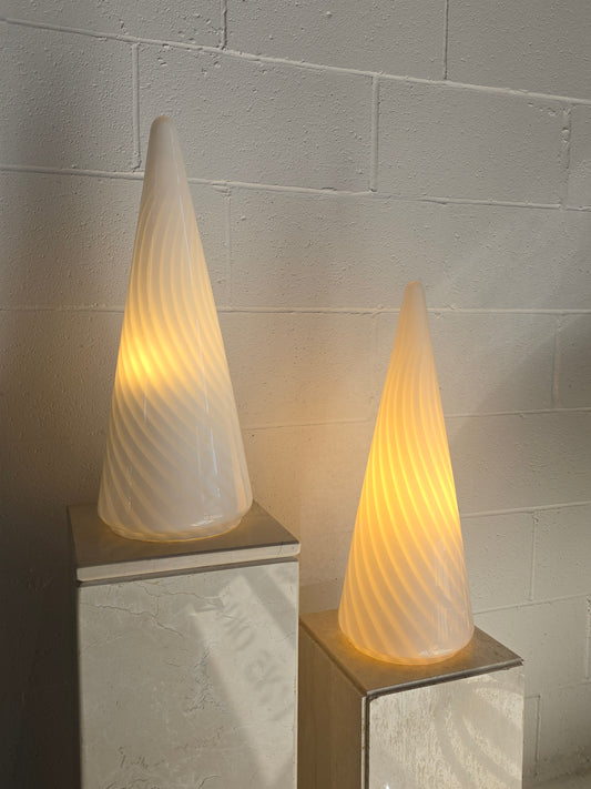 Conical Murano Art Glass Lamps