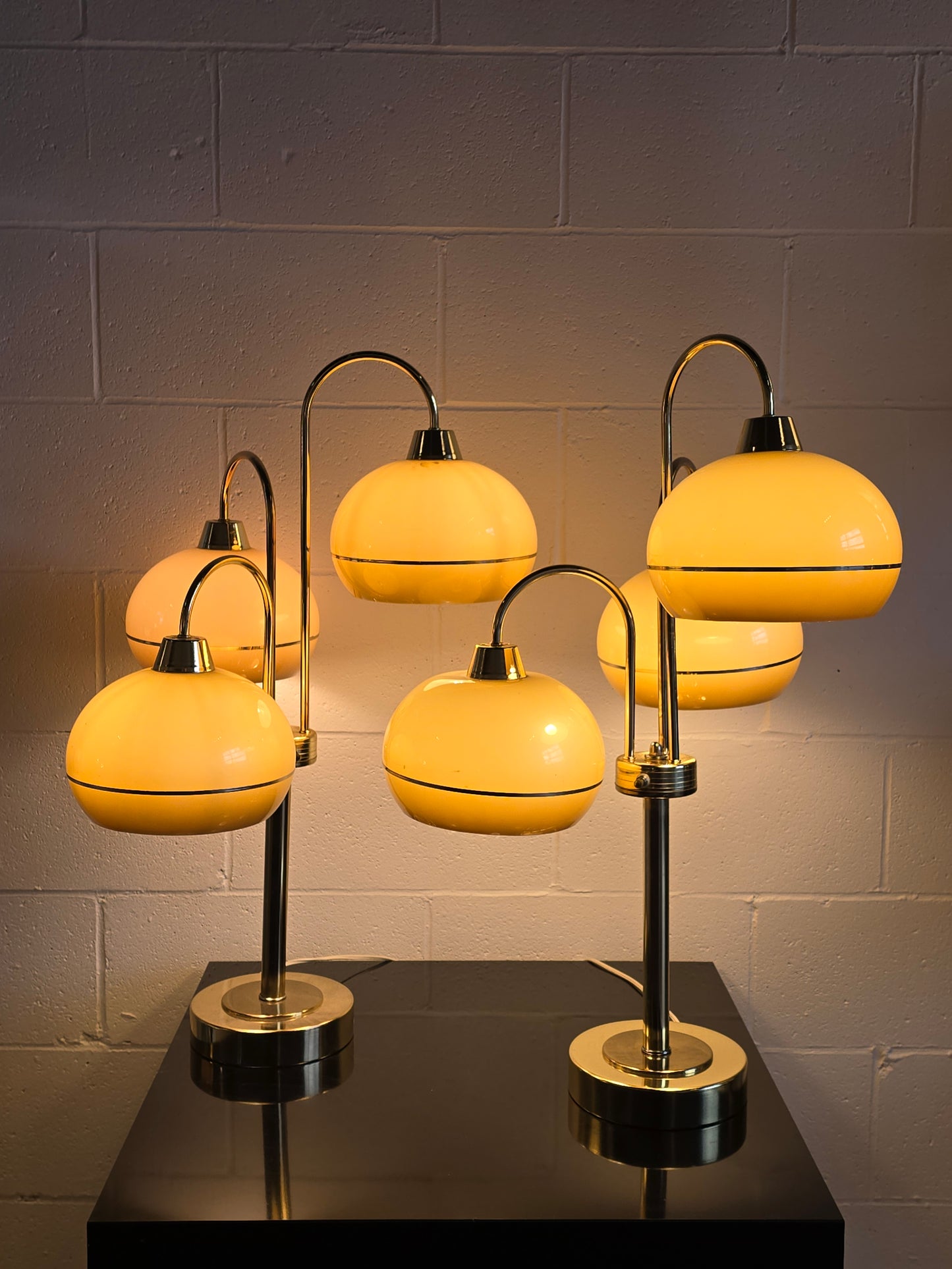 Vintage Brass Three Shade Table Lamp