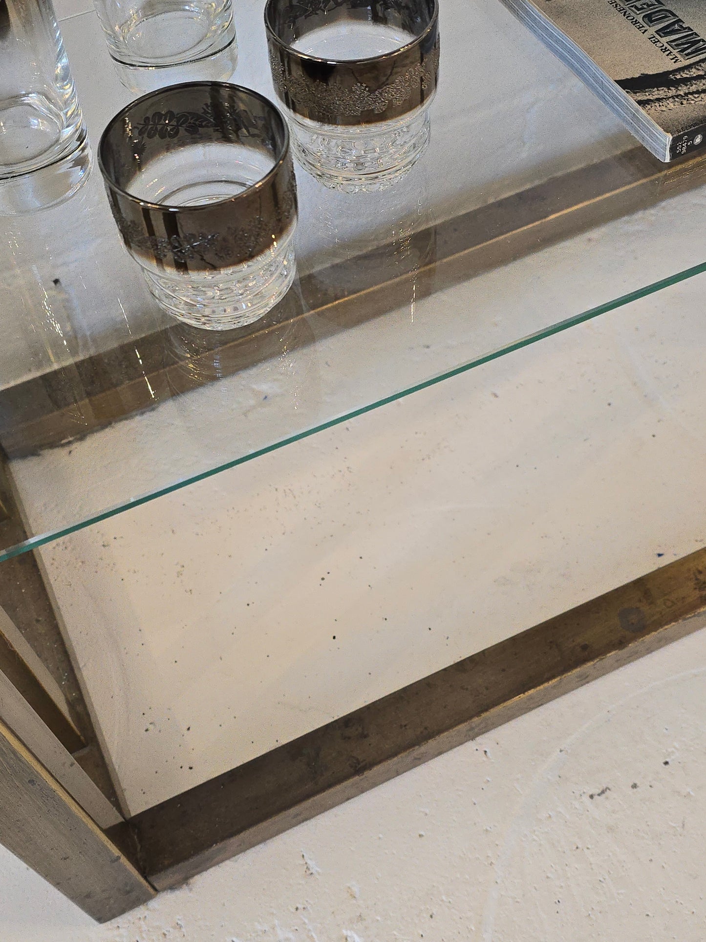 Brushed Brass and Glass Etagere