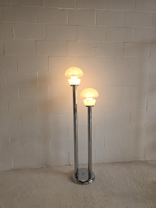 Tubular Chrome and Murano Glass Floor Lamp