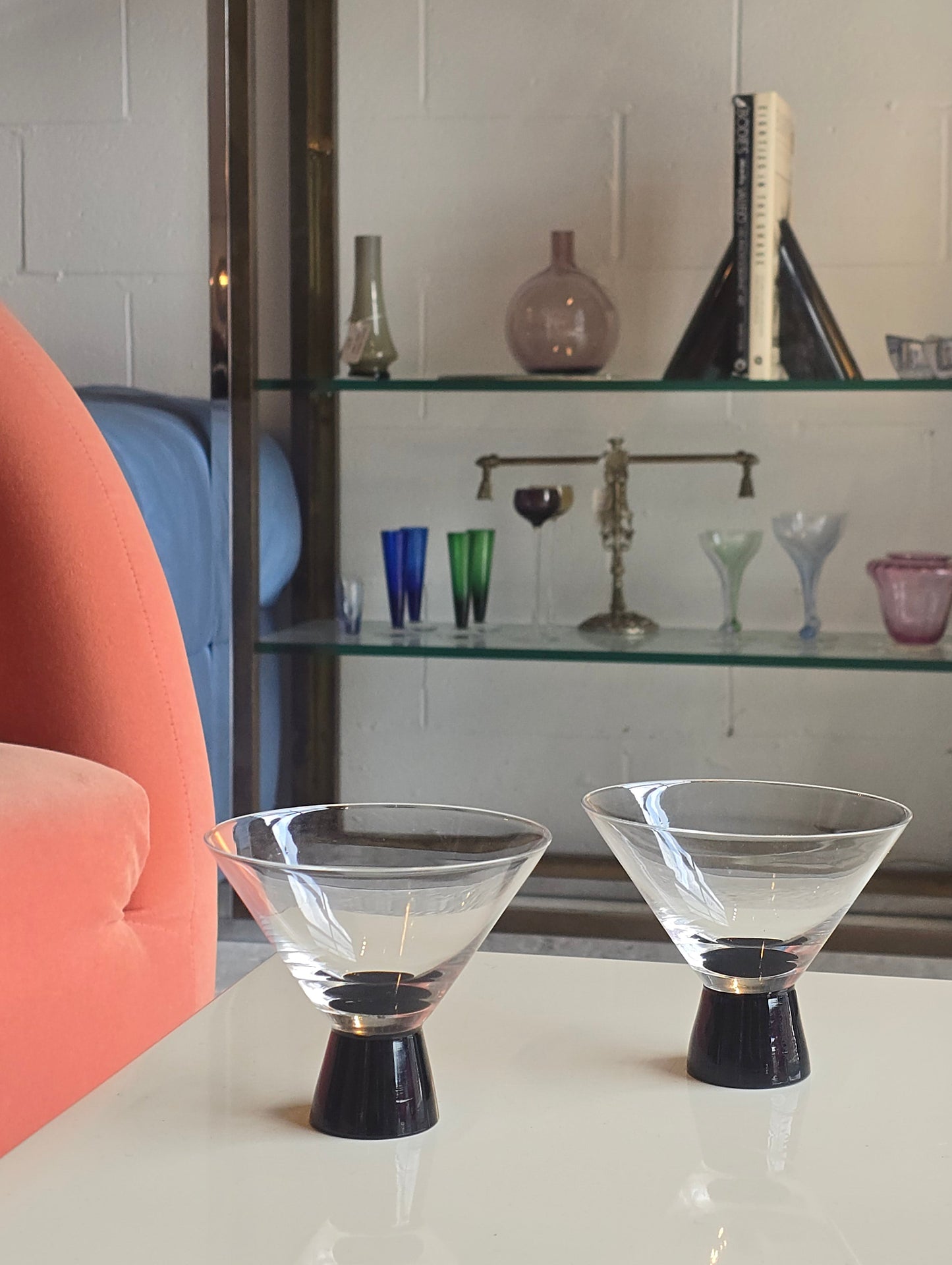 Clear & Black Martini Cocktail Glasses